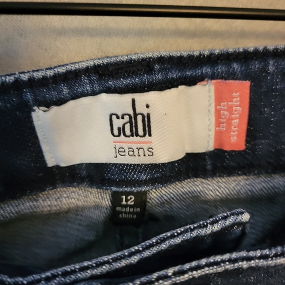 CAbi Woen's Dark Blue High Straight Jeans. Size 12 - Picture 2 of 5
